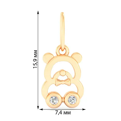 Підвіска з червоного золота Ведмедик з фіанітами (арт. 441287)