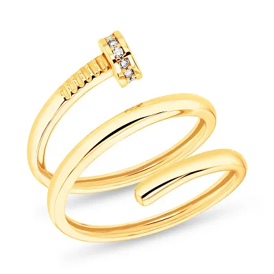 Золотое кольцо "Гвоздь" в желтом цвете металла (арт. 154839ж)