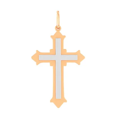 Крестик из красного и белого золота  (арт. 440810кб)