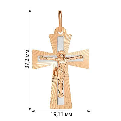 Золотий натільний хрестик з розп'яттям і насічками (арт. 521043н)