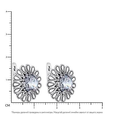 Сережки «Цветы» из серебра с фианитами (арт. 7902/1113064)