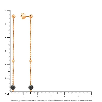 Сережки-подвески из красного золота с ониксом (арт. 106799о)