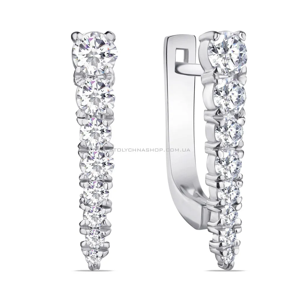 Срібні сережки з доріжкою з фіанітів (арт. 7502/1111873) - цена