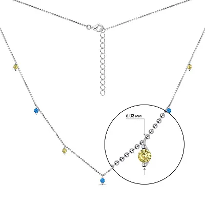 Срібне кольє з блакитними і жовтими альпінітами  (арт. 7507/1524агж)