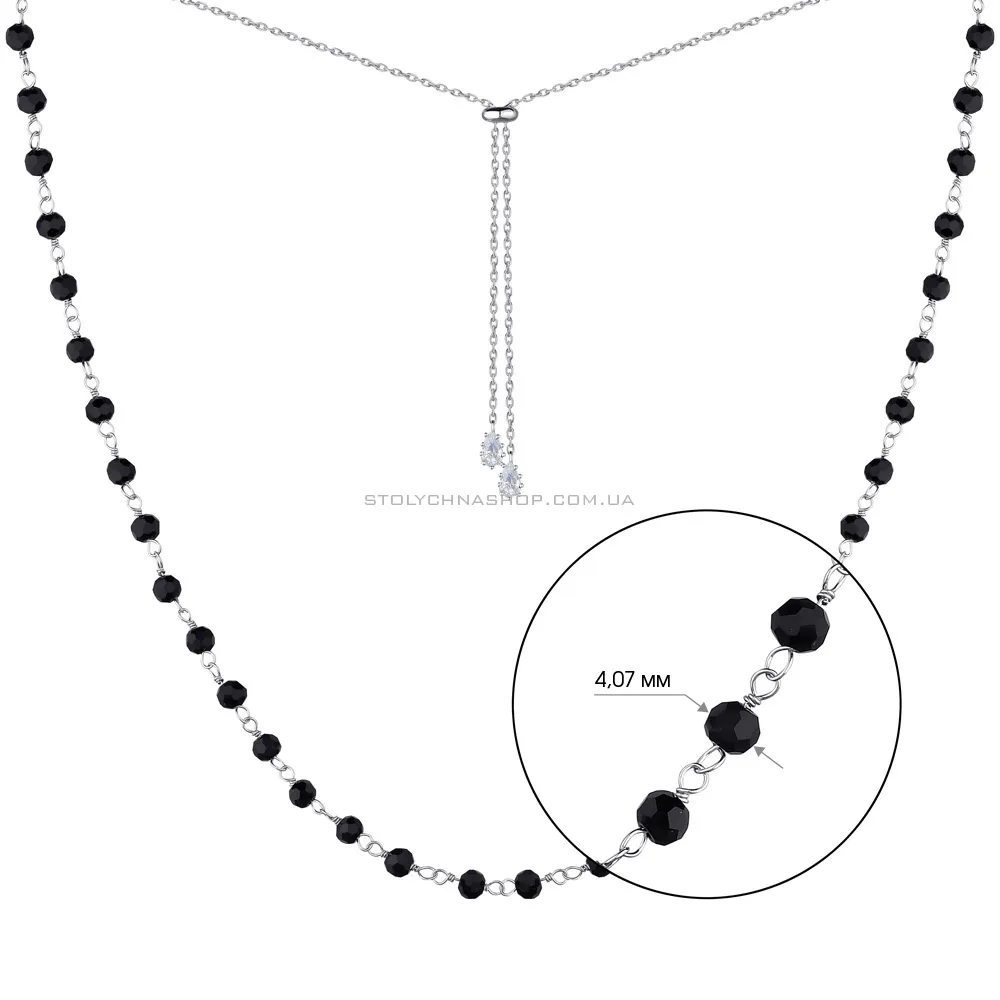Срібне кольє з оніксом і з регулюванням довжини (арт. 7507/1269о) - 2 - цена