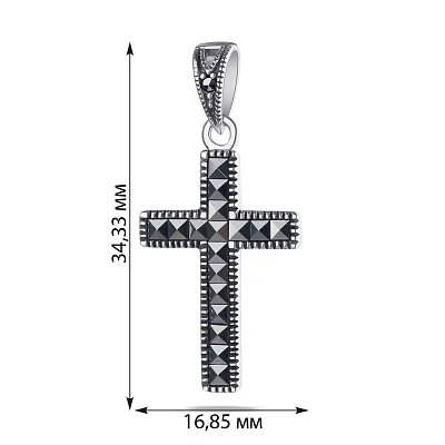 Срібна підвіска-хрестик з марказитами (арт. 7403/106мрк)
