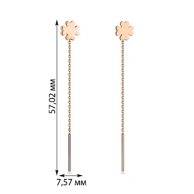 Золоті сережки-протяжки без каміння (арт. 108645)