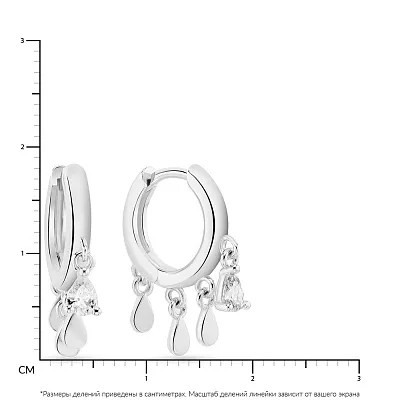 Серьги-кольца из серебра с подвесками и фианитами  (арт. 7502/4524/10)