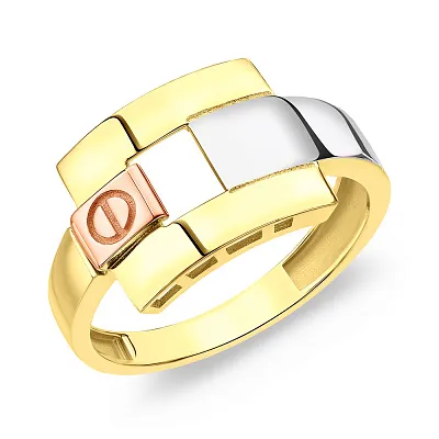 Золотое кольцо в комбинированном цвете металла  (арт. 155497жбк)