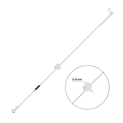 Браслет «Серце» з оніксом зі срібла (арт. 7509/2305о)