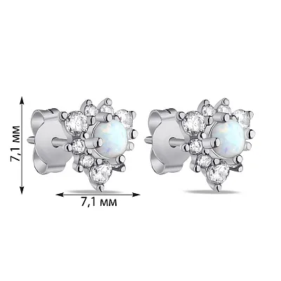 Серебряные серьги с опалом и фианитами (арт. 7518/6540Поб)