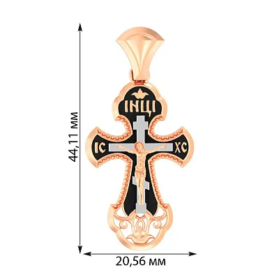 Золотой нательный крестик с распятием и эмалью (арт. 501631ч)