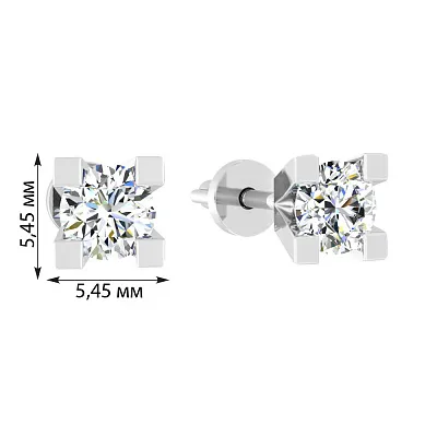 Сережки-пусети з білого золота з діамантами (арт. Т01103405146б)