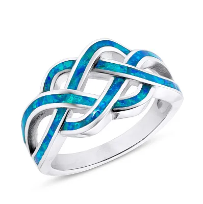 Серебряное кольцо с синим опалом  (арт. 7501/4009Пос)