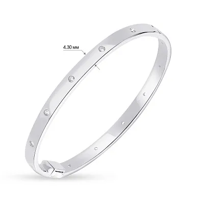 Серебряный жесткий браслет-бэнгл с фианитами (арт. 7509/1720)