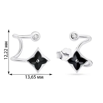 Серьги из серебра с эмалью и фианитами (арт. 7518/6128еч)
