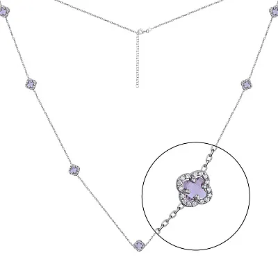 Серебряное колье Клевер с альпинитами и фианитами (арт. 7507/1740аф)