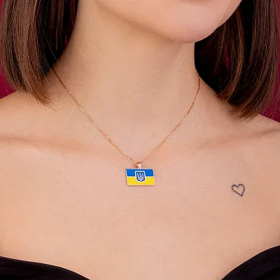 Патріотичний золотий підвіс Прапор України (арт. 424827есж)