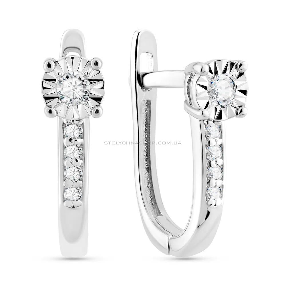 Серьги из белого золота с бриллиантами (арт. С011807010б) - цена