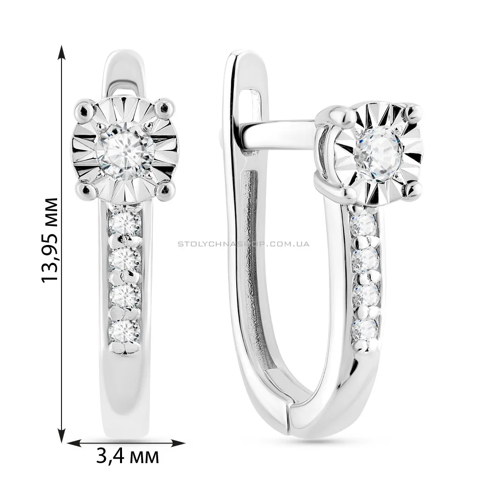 Серьги из белого золота с бриллиантами (арт. С011807010б) - 3 - цена