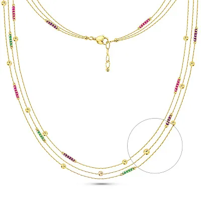 Золотое многослойное колье Francelli (арт. 352698жцв)