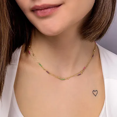 Золотое многослойное колье Francelli (арт. 352698жцв)