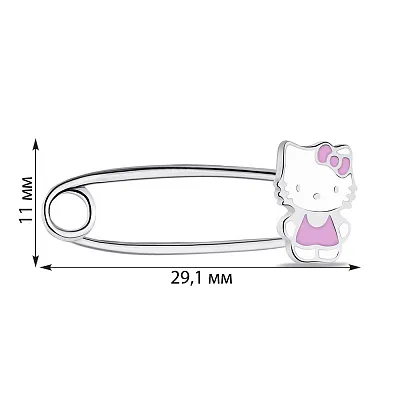 Детская булавка из серебра Kitty (арт. 7511/А131ебршпю)