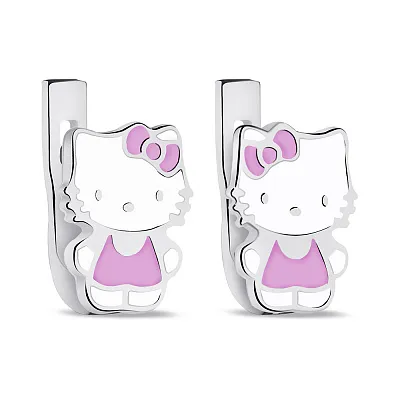 Детские серебряные серьги Kitty (арт. 7502/А131ебрсю)