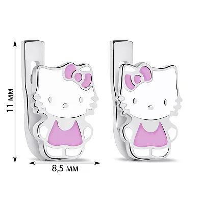 Детские серебряные серьги Kitty (арт. 7502/А131ебрсю)