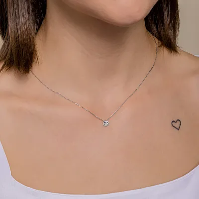 Колье из белого золота с бриллиантами  (арт. Ц341635б)
