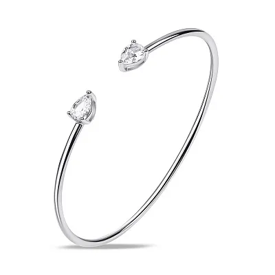 Серебряный жесткий браслет с фианитами (арт. 7509/4671)