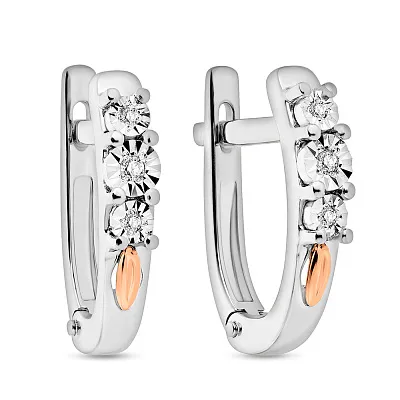 Сережки из белого золота с бриллиантами  (арт. С011027005бк)