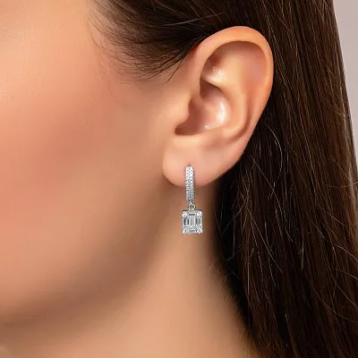Сережки з білого золота з діамантами  (арт. С011301100б)
