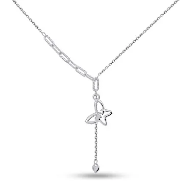 Серебряное колье Бабочка без камней (арт. 7507/2227)