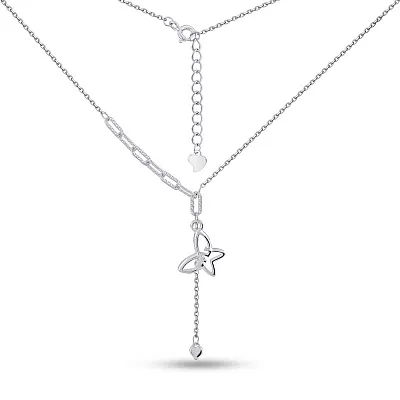Серебряное колье Бабочка без камней (арт. 7507/2227)
