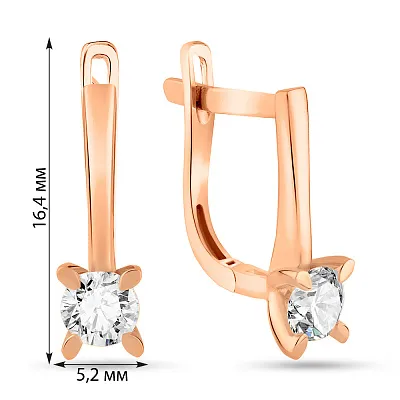 Серьги из красного золота с фианитами  (арт. 109859)