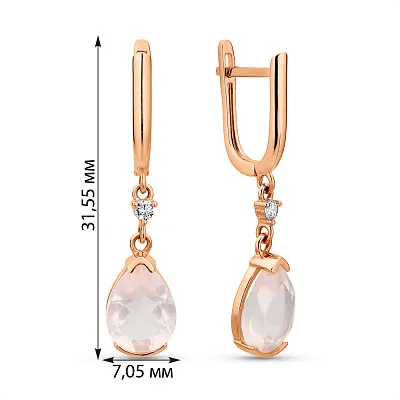 Серьги из красного золота с кварцем (арт. 111245Прк)