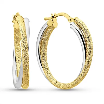 Сережки из желтого и белого золота  (арт. 1091898/25жб)