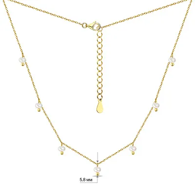 Серебряное колье с жемчугом  (арт. 7507/1440жжб)