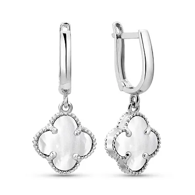 Серьги-подвески из белого золота с перламутром (арт. 105693/10бп)