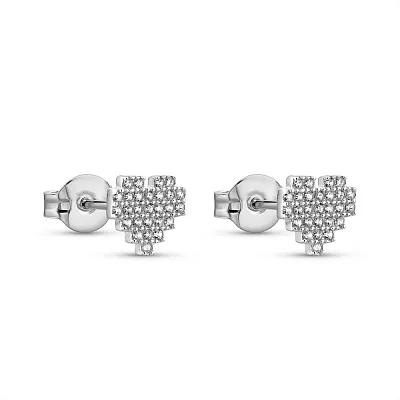 Серебряные серьги Сердчка с фианитами (арт. 7518/6973)
