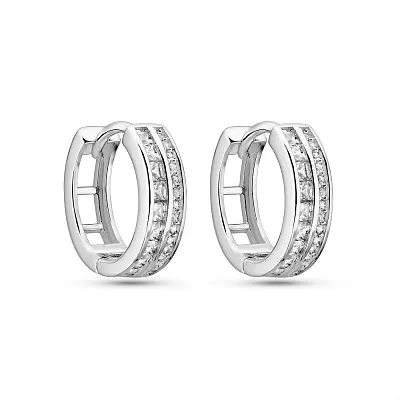Серебряные серьги-кольца с фианитами (арт. 7502/9875/15)