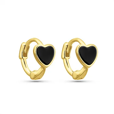 Серебряные серьги Сердечки с эмалью (арт. 7502/9881жо)