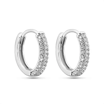 Серебряные серьги-кольца с фианитами (арт. 7502/9891/15)
