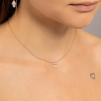 Золотое колье Love без камней (арт. 360204)