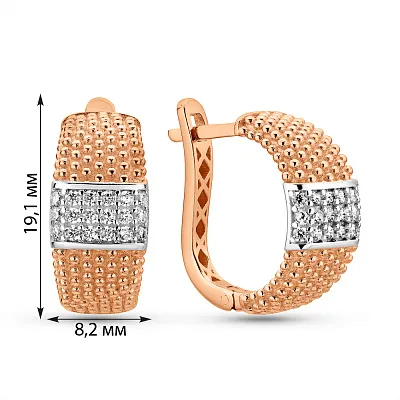 Серьги из красного золота с фианитами (арт. 1092019р)