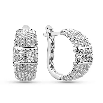 Серьги из белого золота с фианитами (арт. 1092019б)