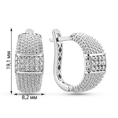 Серьги из белого золота с фианитами (арт. 1092019б)