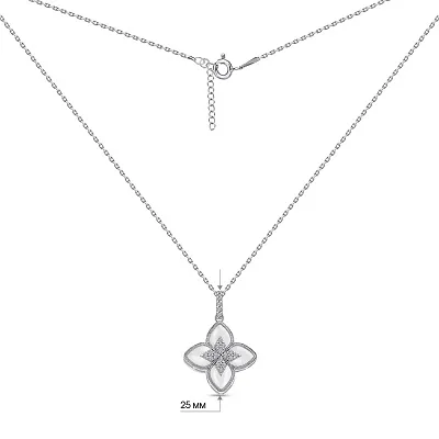 Серебряное колье с ониксом и фианитами (арт. 7507/2335/15об)