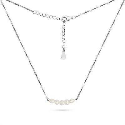Серебряное колье с жемчугом (арт. 7507/2308жб)